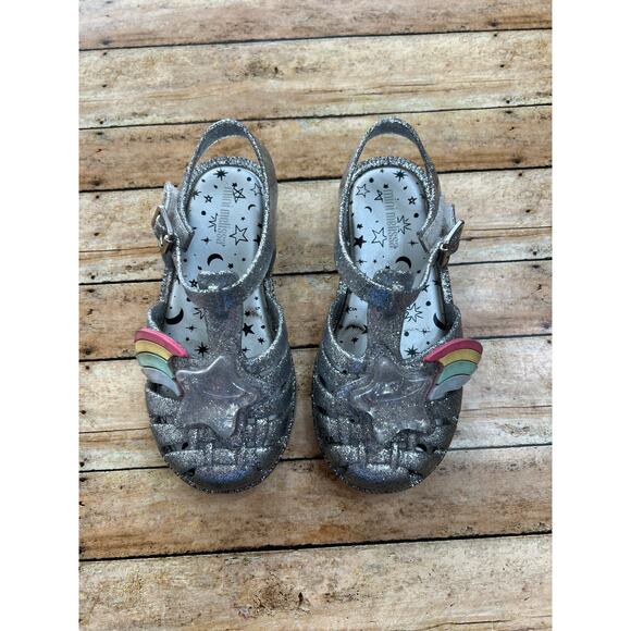 Mini Melissa Silver Rainbow Shooting Star Sandals Toddler Girls Size 10 - Picture 2 of 6